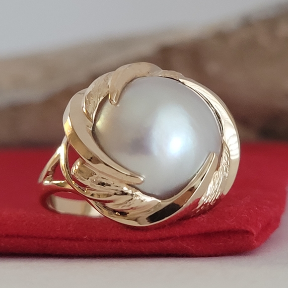 ❤️14k Size 6.75 Gorgeous Solid Yellow Gold Natural Grey...